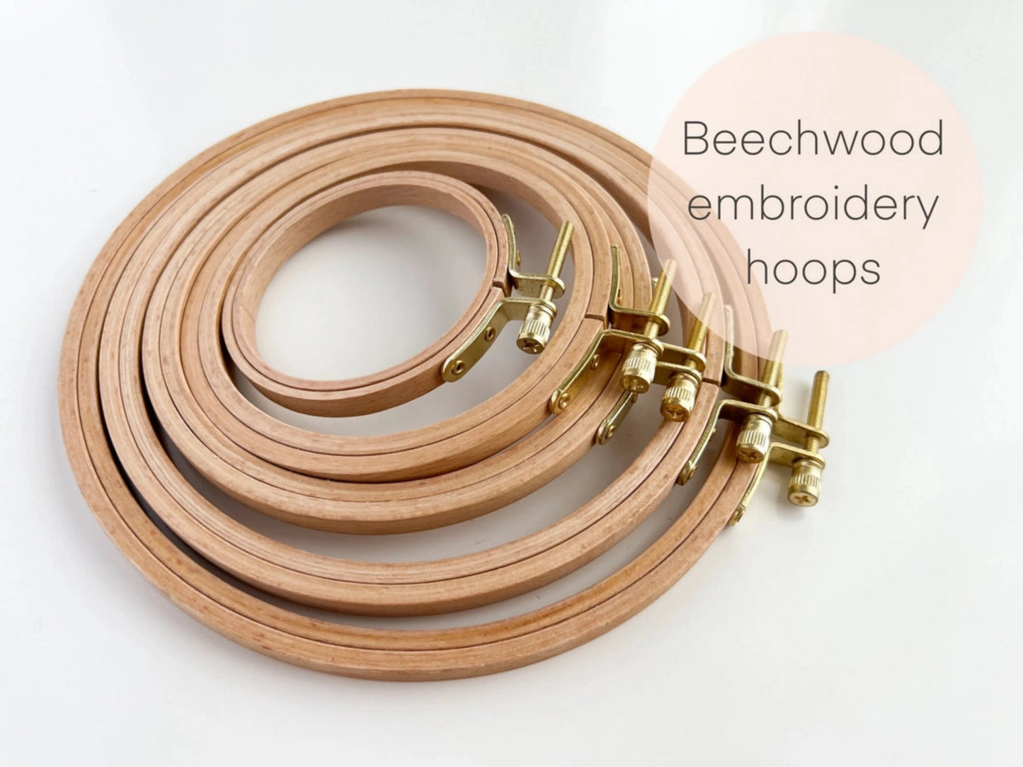 Beechwood Embroidery Hoops, Cross Stitch Wooden Hoops 6"